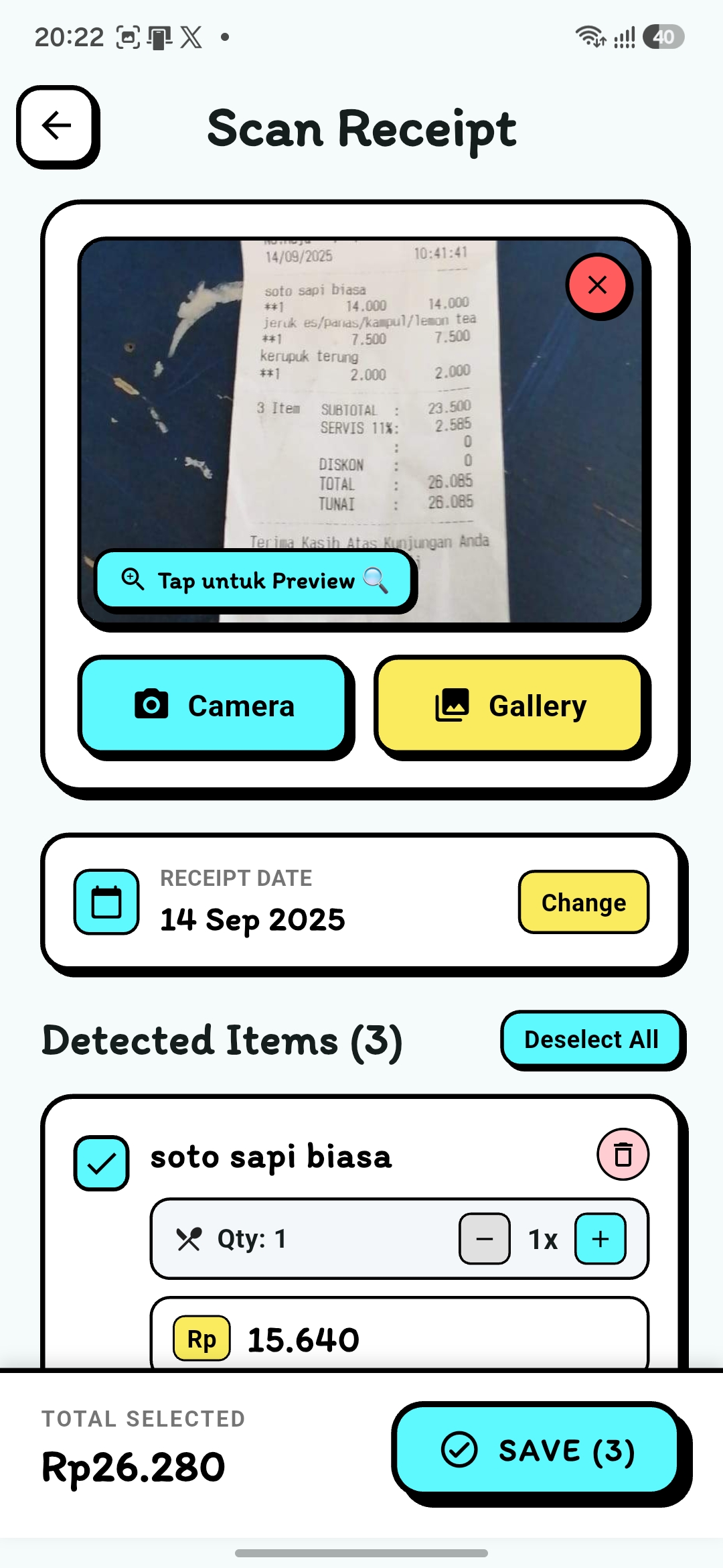 Unmurce Receipt Scan Screenshot